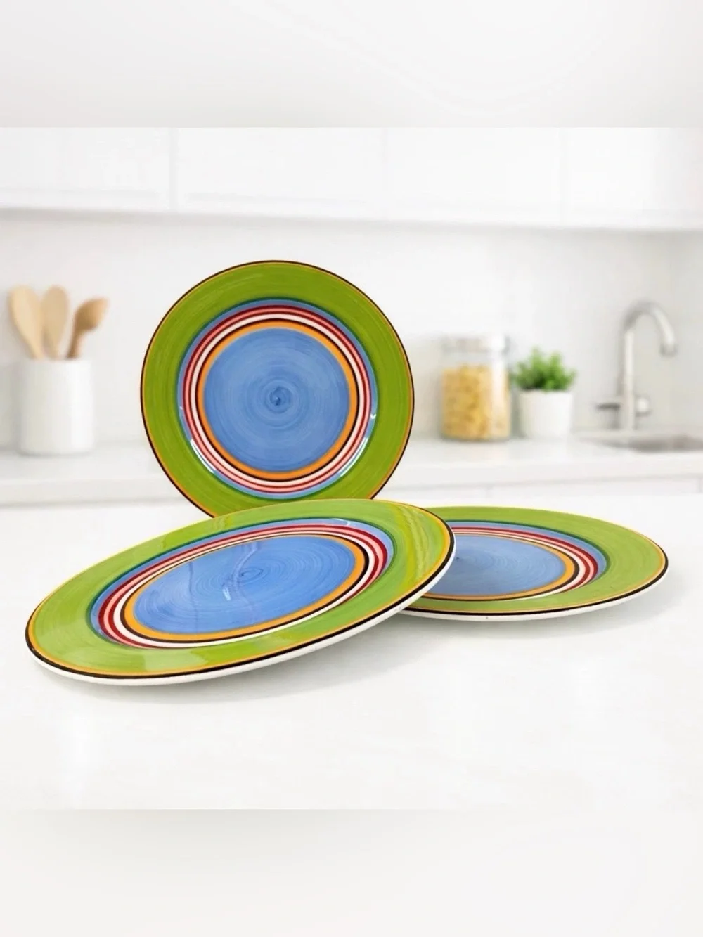 Vintage Salsa by Block Dinner Plates 11” Multicolor Striped Stoneware Set Of 3